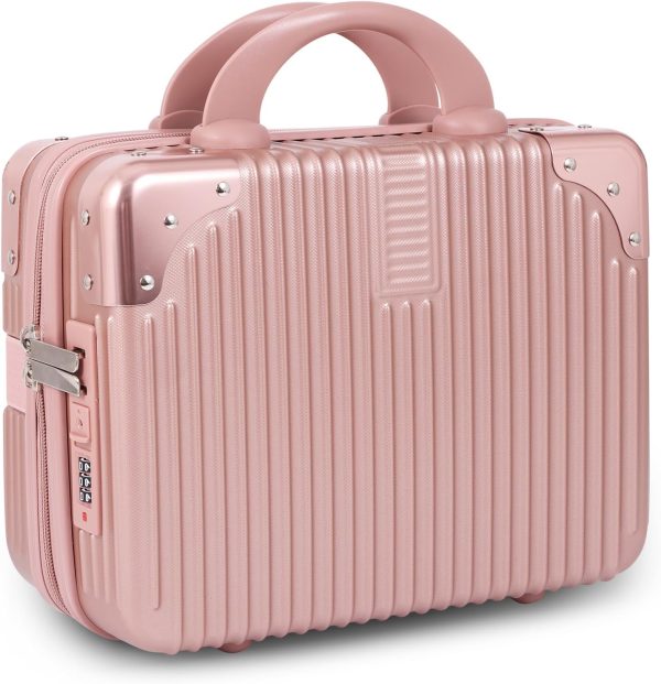 Portable Makeup Travel Case Hand Luggage, Mini  Carrying Makeup Case Suitcase with Elastic Band, Bright Red, Makeup Bag Travel Cosmetic Bag