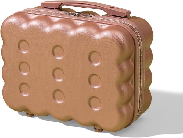 Portable Makeup Travel Case Mini Suitcase with Elastic Band Hard Shell Make Up Case Small Travel Cosmetic Case Hand Luggage for Women, Pink