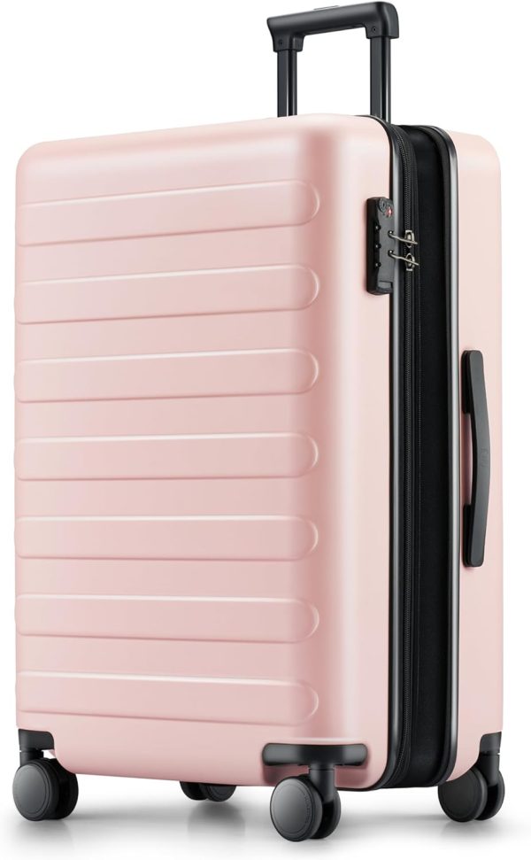 Large Checked Luggage 28 Inch, Checking In Luggage with Smooth Spinner Wheels, Expandable, Hard Shell PC Suitcase, Lightweight Travel Luggage, TSA Approved (Pink, )