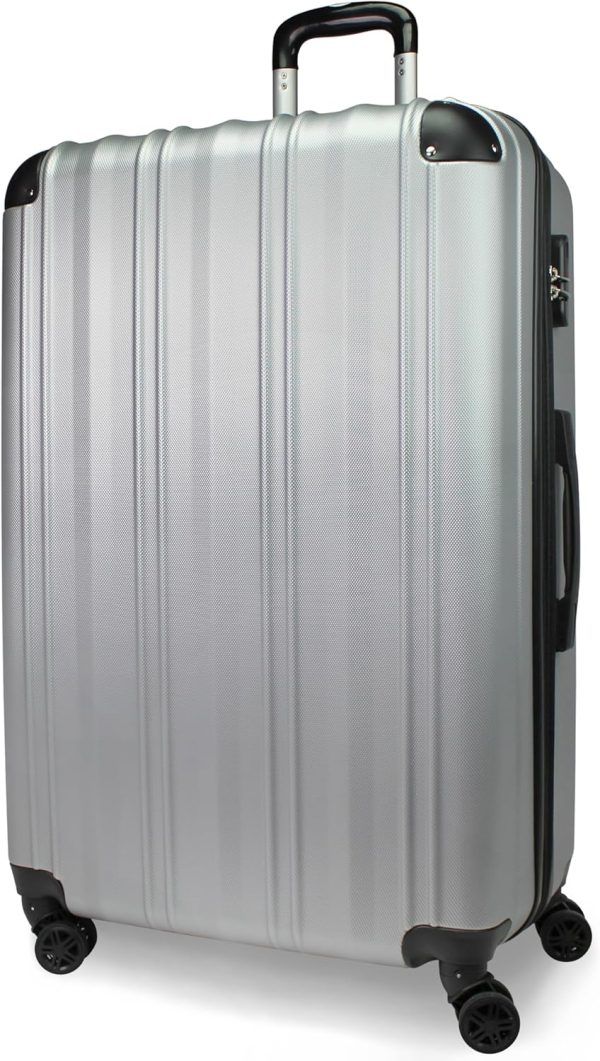 Hardside Lightweight Expandable Spinner Suitcase Luggage, Silver, 29-inch